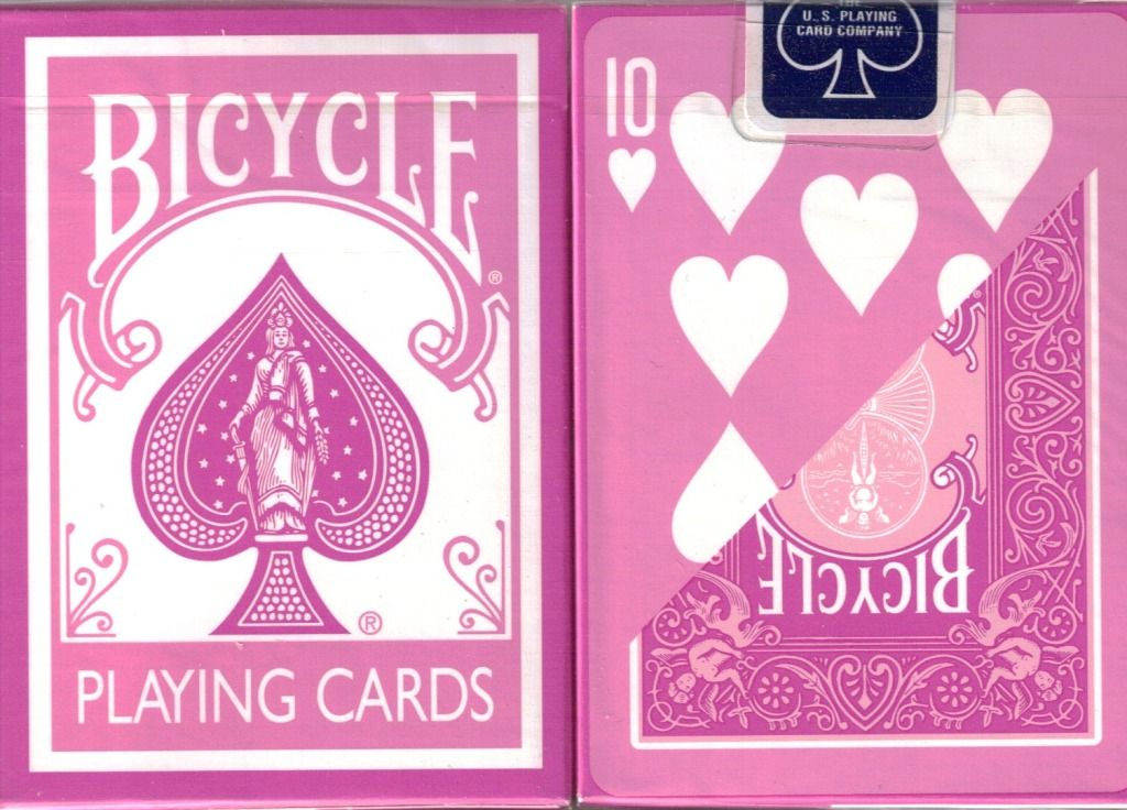 pink bicycle playing cards